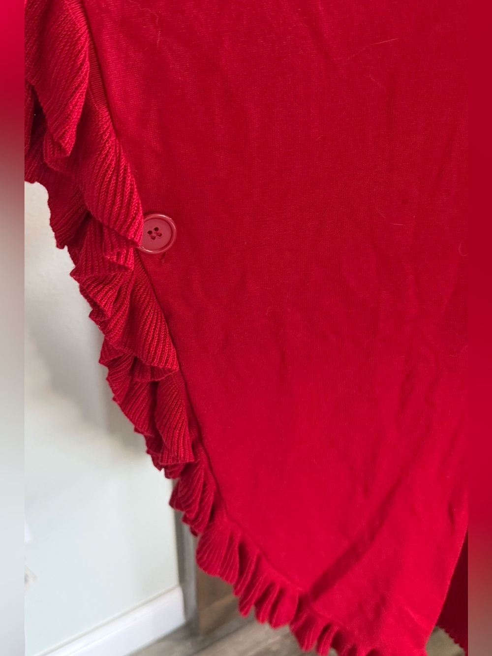 Joseph A Red Ruffled Open-Front Cardigan - Picture 2 of 5